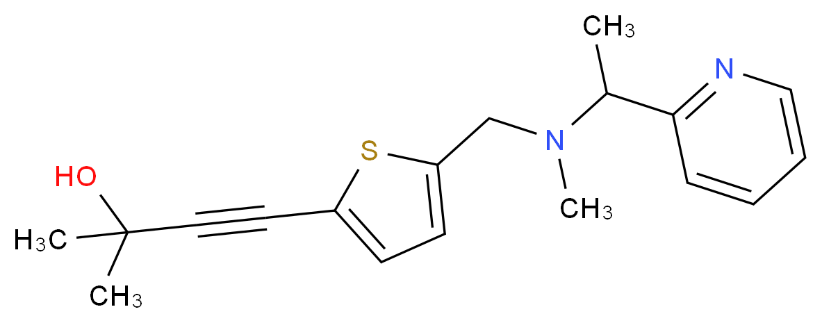 2-methyl-4-(5-{[methyl(1-pyridin-2-ylethyl)amino]methyl}-2-thienyl)but-3-yn-2-ol_分子结构_CAS_)