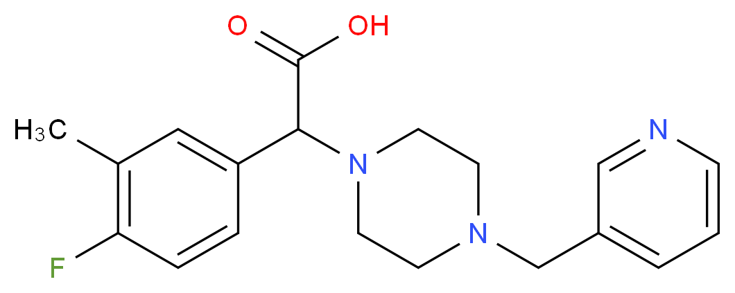 (4-fluoro-3-methylphenyl)[4-(pyridin-3-ylmethyl)piperazin-1-yl]acetic acid_分子结构_CAS_)