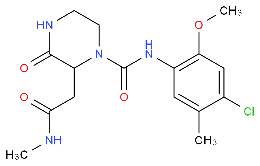 N-(4-chloro-2-methoxy-5-methylphenyl)-2-[2-(methylamino)-2-oxoethyl]-3-oxopiperazine-1-carboxamide_分子结构_CAS_)