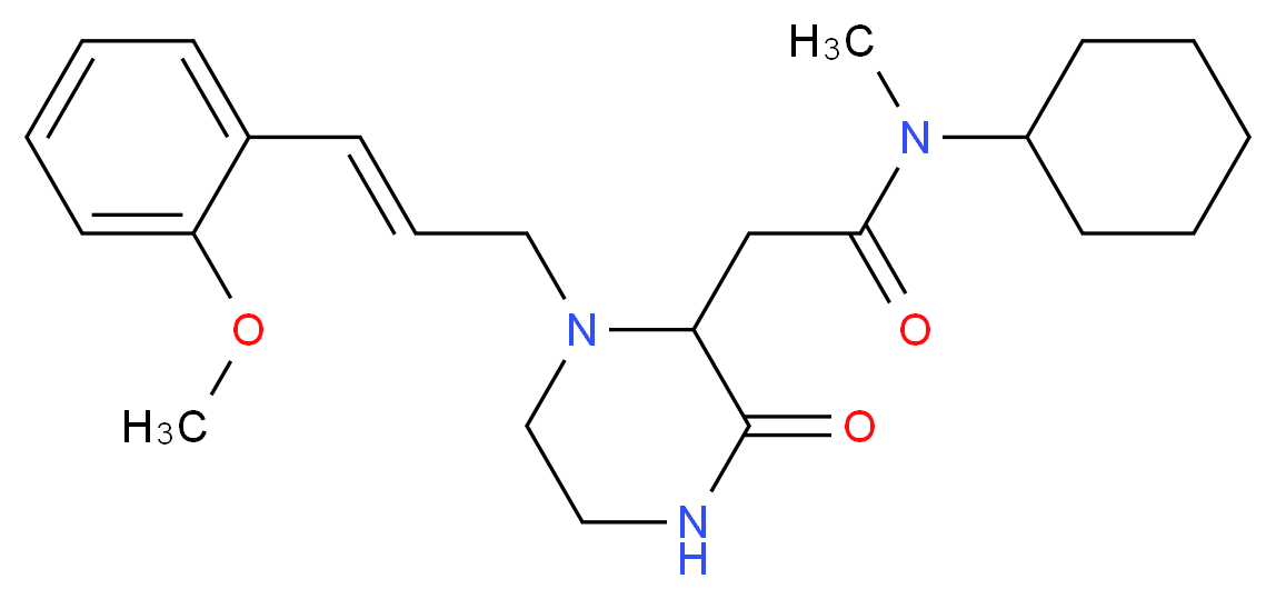 N-cyclohexyl-2-{1-[(2E)-3-(2-methoxyphenyl)-2-propen-1-yl]-3-oxo-2-piperazinyl}-N-methylacetamide_分子结构_CAS_)