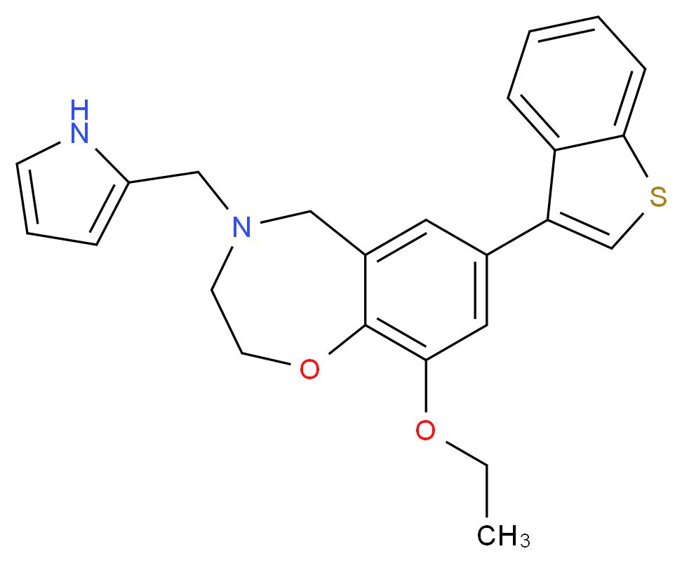 7-(1-benzothien-3-yl)-9-ethoxy-4-(1H-pyrrol-2-ylmethyl)-2,3,4,5-tetrahydro-1,4-benzoxazepine_分子结构_CAS_)