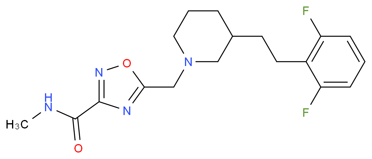 5-({3-[2-(2,6-difluorophenyl)ethyl]-1-piperidinyl}methyl)-N-methyl-1,2,4-oxadiazole-3-carboxamide_分子结构_CAS_)