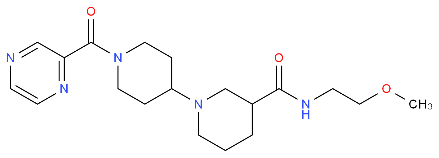 N-(2-methoxyethyl)-1'-(pyrazin-2-ylcarbonyl)-1,4'-bipiperidine-3-carboxamide_分子结构_CAS_)