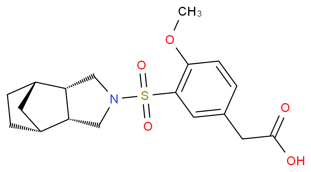 {3-[(1R*,2R*,6S*,7S*)-4-azatricyclo[5.2.1.0~2,6~]dec-4-ylsulfonyl]-4-methoxyphenyl}acetic acid_分子结构_CAS_)