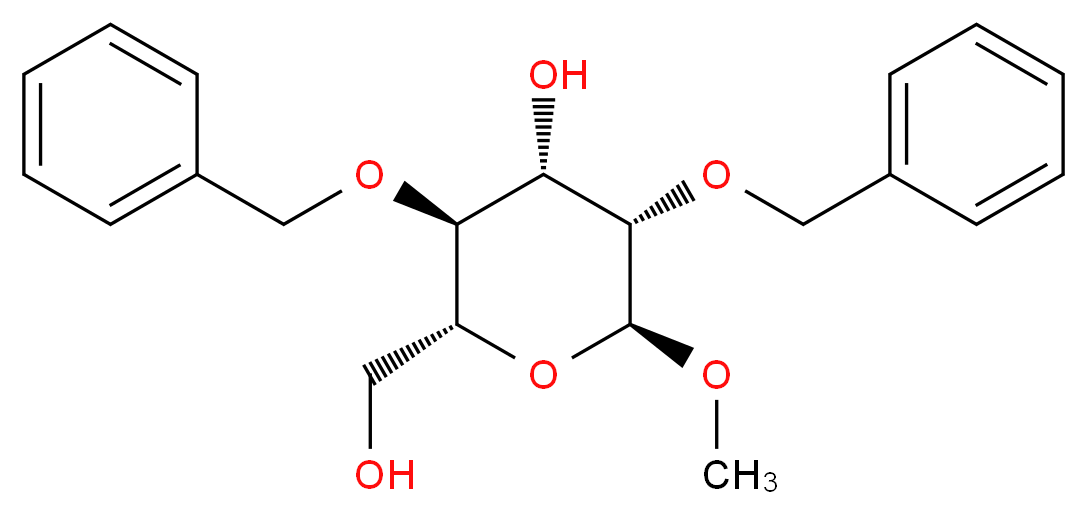 (2R,3S,4S,5S,6S)-3,5-bis(benzyloxy)-2-(hydroxymethyl)-6-methoxyoxan-4-ol_分子结构_CAS_67381-29-7
