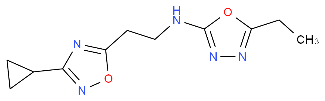 N-[2-(3-cyclopropyl-1,2,4-oxadiazol-5-yl)ethyl]-5-ethyl-1,3,4-oxadiazol-2-amine_分子结构_CAS_)
