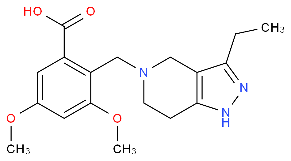 2-[(3-ethyl-1,4,6,7-tetrahydro-5H-pyrazolo[4,3-c]pyridin-5-yl)methyl]-3,5-dimethoxybenzoic acid_分子结构_CAS_)