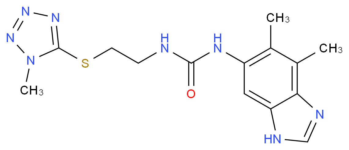 N-(4,5-dimethyl-1H-benzimidazol-6-yl)-N'-{2-[(1-methyl-1H-tetrazol-5-yl)thio]ethyl}urea_分子结构_CAS_)