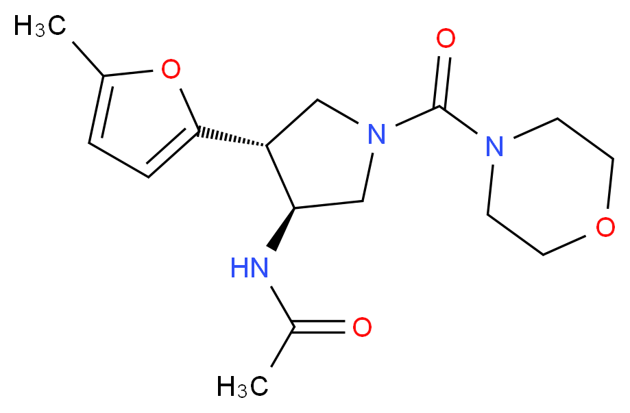 N-[(3S*,4R*)-4-(5-methyl-2-furyl)-1-(4-morpholinylcarbonyl)-3-pyrrolidinyl]acetamide_分子结构_CAS_)