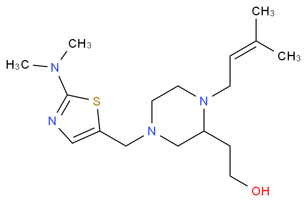 2-[4-{[2-(dimethylamino)-1,3-thiazol-5-yl]methyl}-1-(3-methyl-2-buten-1-yl)-2-piperazinyl]ethanol_分子结构_CAS_)