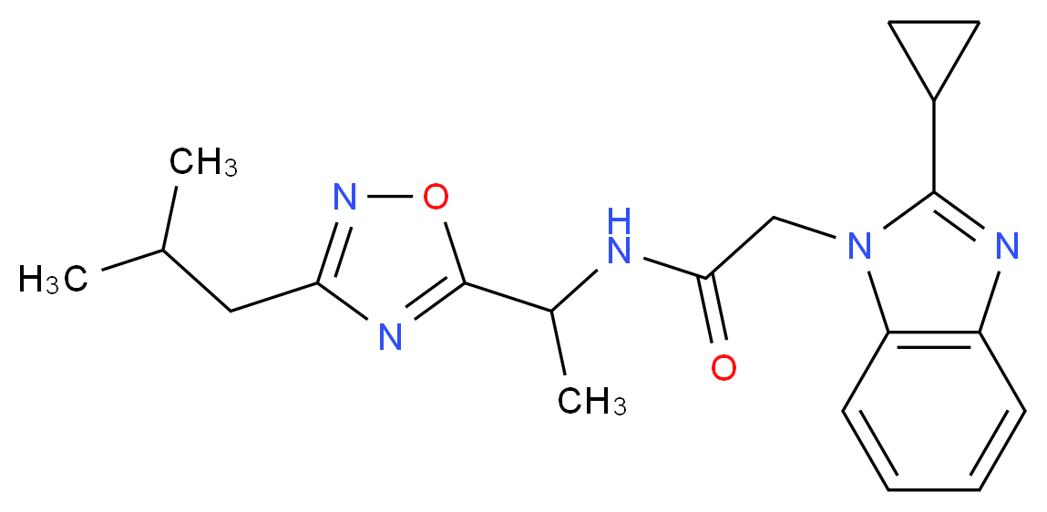 2-(2-cyclopropyl-1H-benzimidazol-1-yl)-N-[1-(3-isobutyl-1,2,4-oxadiazol-5-yl)ethyl]acetamide_分子结构_CAS_)