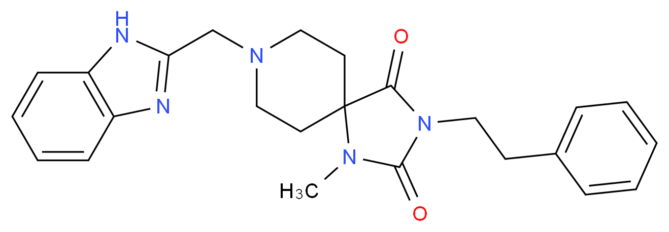 8-(1H-benzimidazol-2-ylmethyl)-1-methyl-3-(2-phenylethyl)-1,3,8-triazaspiro[4.5]decane-2,4-dione_分子结构_CAS_)