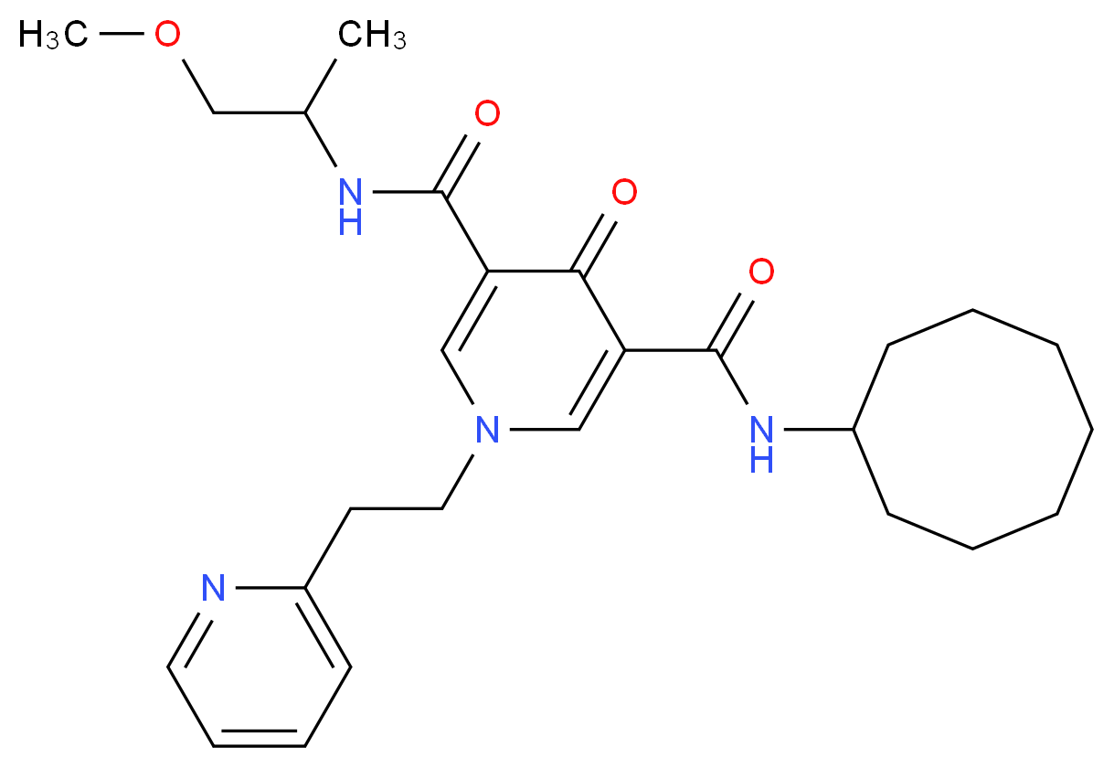 N-cyclooctyl-N'-(2-methoxy-1-methylethyl)-4-oxo-1-[2-(2-pyridinyl)ethyl]-1,4-dihydro-3,5-pyridinedicarboxamide_分子结构_CAS_)