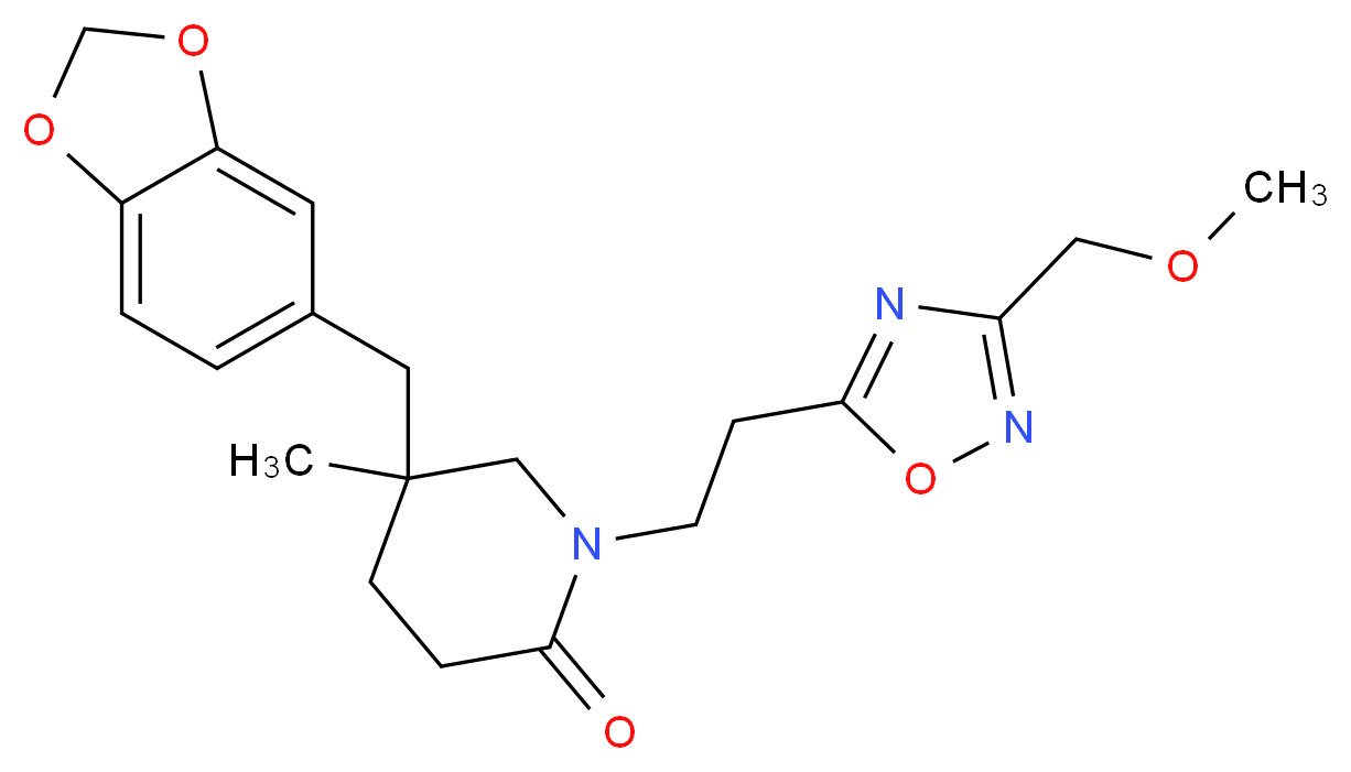 5-(1,3-benzodioxol-5-ylmethyl)-1-{2-[3-(methoxymethyl)-1,2,4-oxadiazol-5-yl]ethyl}-5-methylpiperidin-2-one_分子结构_CAS_)