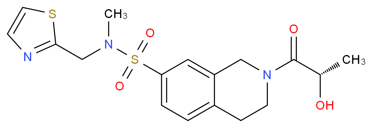 2-[(2S)-2-hydroxypropanoyl]-N-methyl-N-(1,3-thiazol-2-ylmethyl)-1,2,3,4-tetrahydroisoquinoline-7-sulfonamide_分子结构_CAS_)