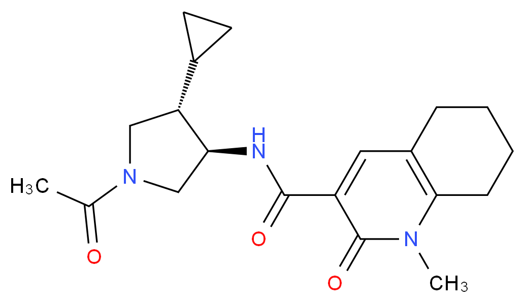 N-[(3R*,4S*)-1-acetyl-4-cyclopropyl-3-pyrrolidinyl]-1-methyl-2-oxo-1,2,5,6,7,8-hexahydro-3-quinolinecarboxamide_分子结构_CAS_)
