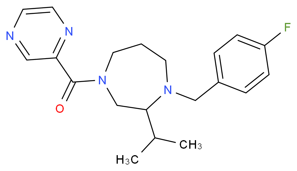 1-(4-fluorobenzyl)-2-isopropyl-4-(pyrazin-2-ylcarbonyl)-1,4-diazepane_分子结构_CAS_)
