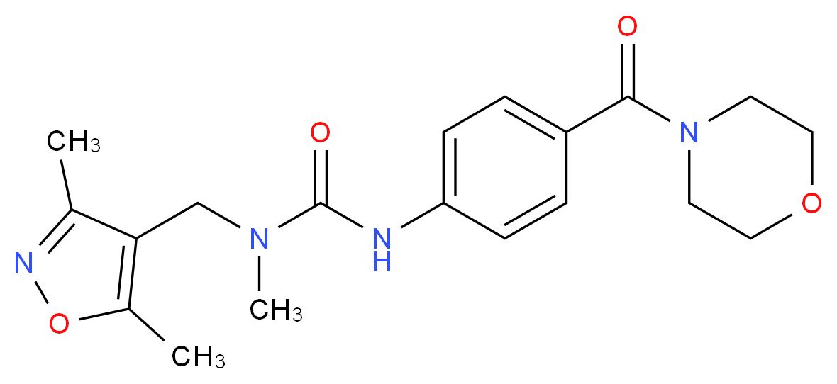 N-[(3,5-dimethylisoxazol-4-yl)methyl]-N-methyl-N'-[4-(morpholin-4-ylcarbonyl)phenyl]urea_分子结构_CAS_)