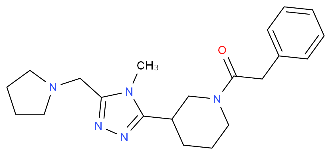 3-[4-methyl-5-(pyrrolidin-1-ylmethyl)-4H-1,2,4-triazol-3-yl]-1-(phenylacetyl)piperidine_分子结构_CAS_)
