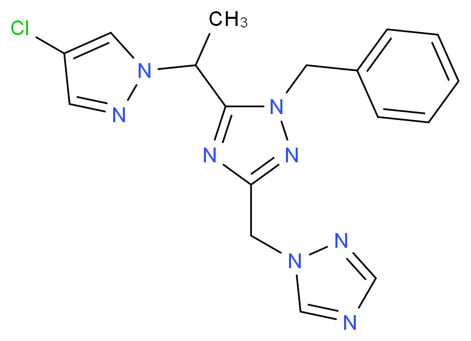 1-benzyl-5-[1-(4-chloro-1H-pyrazol-1-yl)ethyl]-3-(1H-1,2,4-triazol-1-ylmethyl)-1H-1,2,4-triazole_分子结构_CAS_)