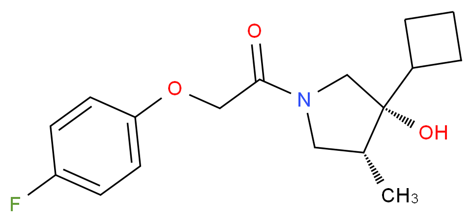 (3R*,4R*)-3-cyclobutyl-1-[(4-fluorophenoxy)acetyl]-4-methyl-3-pyrrolidinol_分子结构_CAS_)