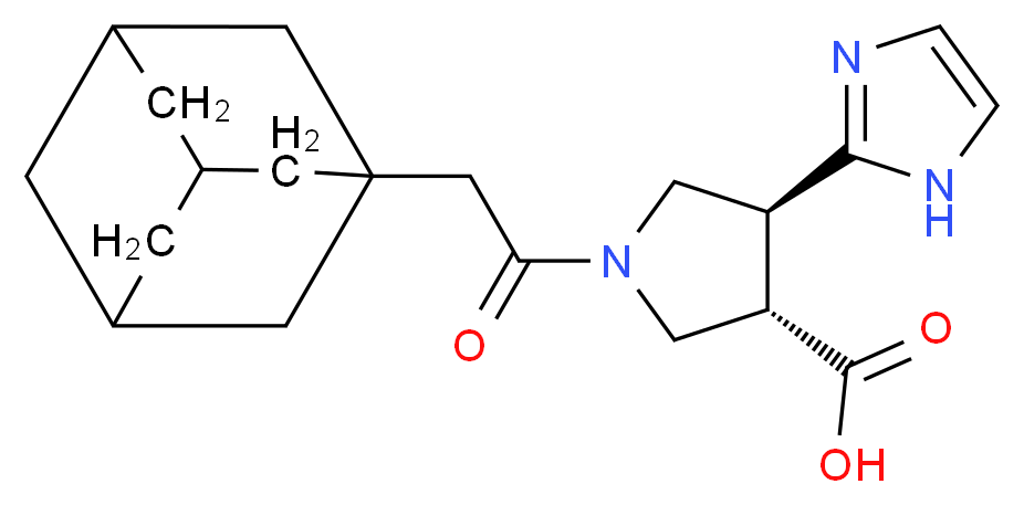 (3S*,4S*)-1-(1-adamantylacetyl)-4-(1H-imidazol-2-yl)-3-pyrrolidinecarboxylic acid_分子结构_CAS_)