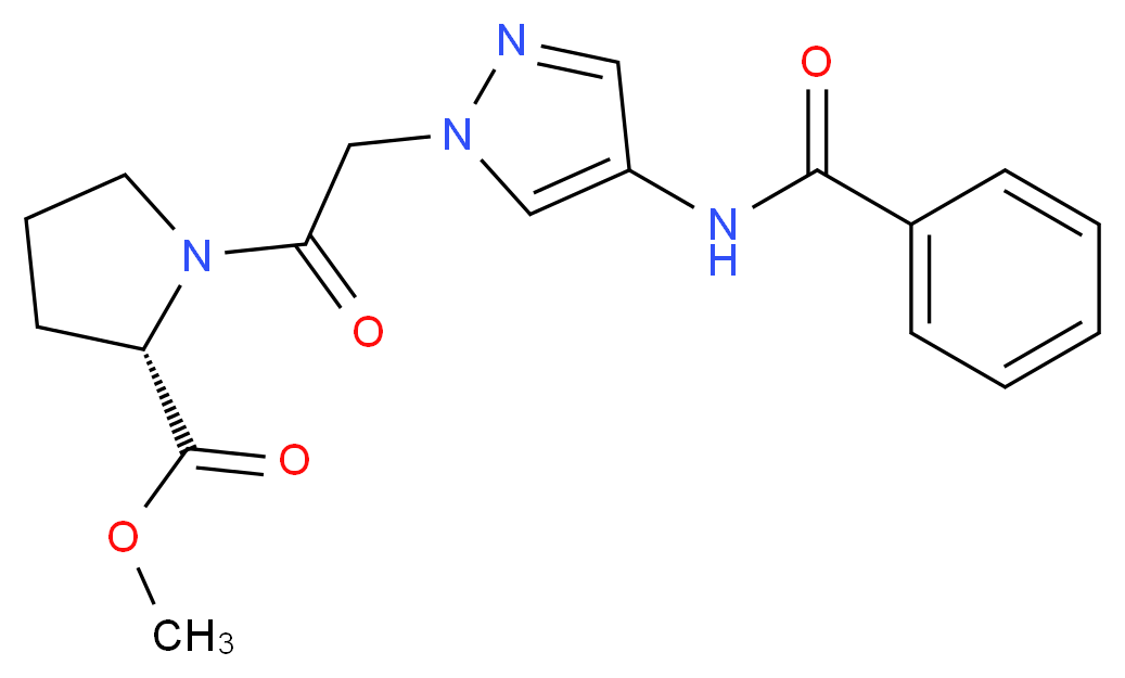 methyl 1-{[4-(benzoylamino)-1H-pyrazol-1-yl]acetyl}-L-prolinate_分子结构_CAS_)