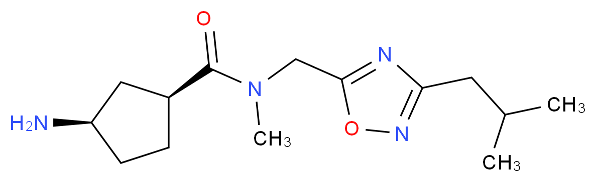 (1S*,3R*)-3-amino-N-[(3-isobutyl-1,2,4-oxadiazol-5-yl)methyl]-N-methylcyclopentanecarboxamide_分子结构_CAS_)