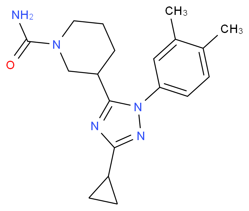 3-[3-cyclopropyl-1-(3,4-dimethylphenyl)-1H-1,2,4-triazol-5-yl]piperidine-1-carboxamide_分子结构_CAS_)