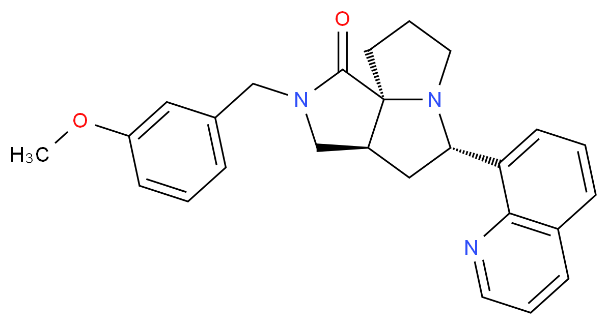 (3aS*,5S*,9aS*)-2-(3-methoxybenzyl)-5-(8-quinolinyl)hexahydro-7H-pyrrolo[3,4-g]pyrrolizin-1(2H)-one_分子结构_CAS_)