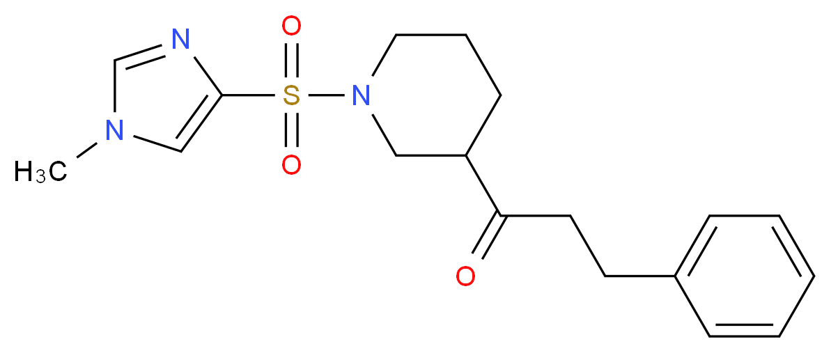 1-{1-[(1-methyl-1H-imidazol-4-yl)sulfonyl]-3-piperidinyl}-3-phenyl-1-propanone_分子结构_CAS_)