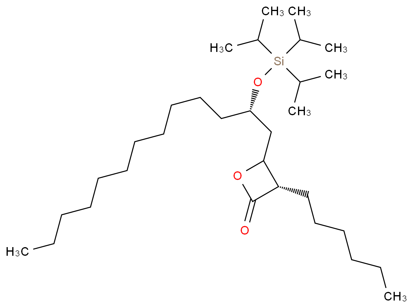 (3S,4S)-3-Hexyl-4[(S)-2-(triisopropylsilyloxy)tridecyl]-2-oxetanone_分子结构_CAS_1072902-84-1)