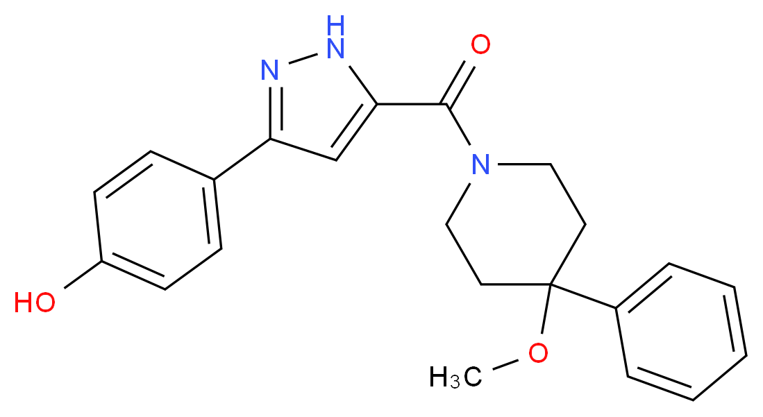 4-{5-[(4-methoxy-4-phenyl-1-piperidinyl)carbonyl]-1H-pyrazol-3-yl}phenol_分子结构_CAS_)