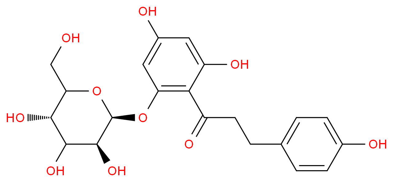 1-(2,4-dihydroxy-6-{[(2S,3S,5S)-3,4,5-trihydroxy-6-(hydroxymethyl)oxan-2-yl]oxy}phenyl)-3-(4-hydroxyphenyl)propan-1-one_分子结构_CAS_60-81-1