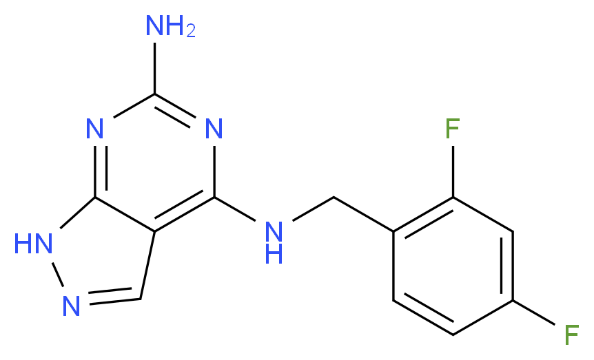 N~4~-(2,4-difluorobenzyl)-1H-pyrazolo[3,4-d]pyrimidine-4,6-diamine_分子结构_CAS_)