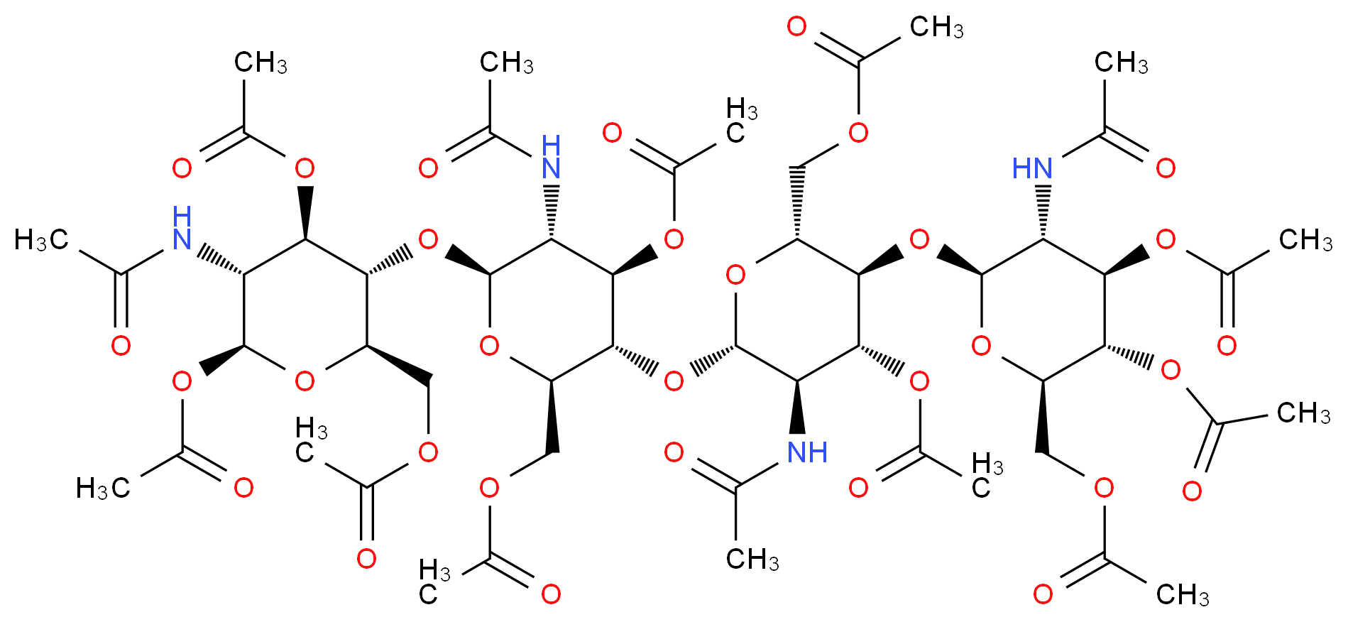 Chitotetraose Tetradecaacetate_分子结构_CAS_117399-51-6)