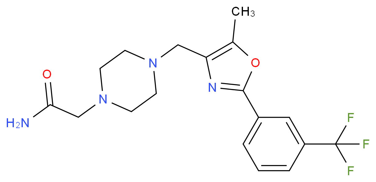 2-[4-({5-methyl-2-[3-(trifluoromethyl)phenyl]-1,3-oxazol-4-yl}methyl)piperazin-1-yl]acetamide_分子结构_CAS_)