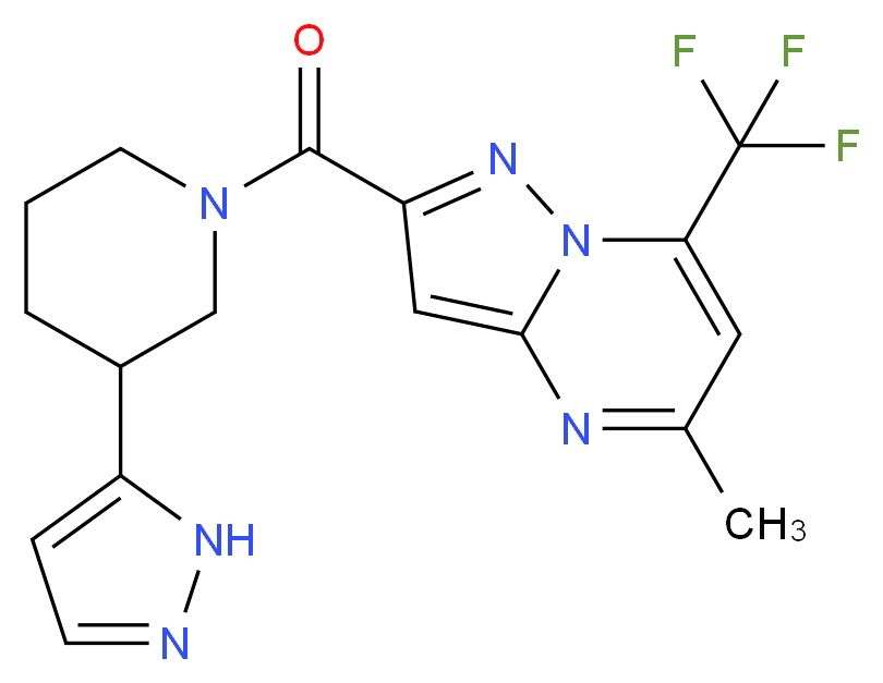 5-methyl-2-{[3-(1H-pyrazol-5-yl)piperidin-1-yl]carbonyl}-7-(trifluoromethyl)pyrazolo[1,5-a]pyrimidine_分子结构_CAS_)