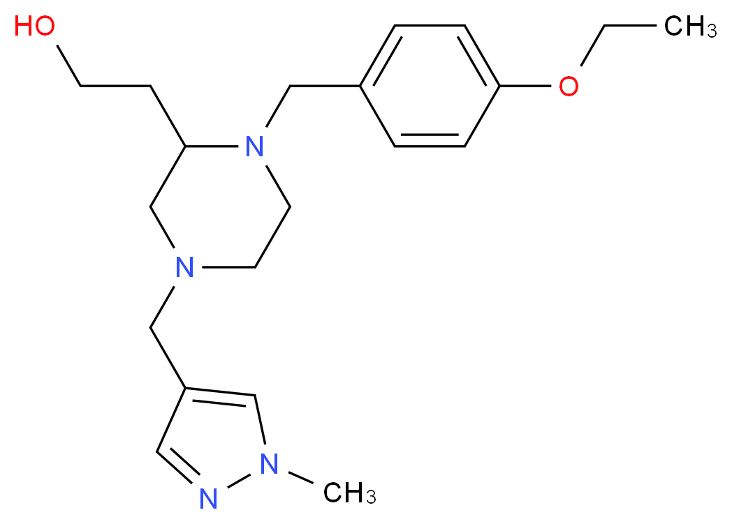 2-{1-(4-ethoxybenzyl)-4-[(1-methyl-1H-pyrazol-4-yl)methyl]-2-piperazinyl}ethanol_分子结构_CAS_)
