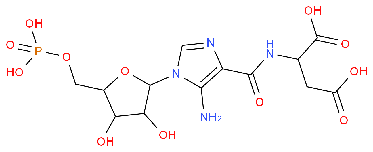 2-[(5-amino-1-{3,4-dihydroxy-5-[(phosphonooxy)methyl]oxolan-2-yl}-1H-imidazol-4-yl)formamido]butanedioic acid_分子结构_CAS_3031-95-6