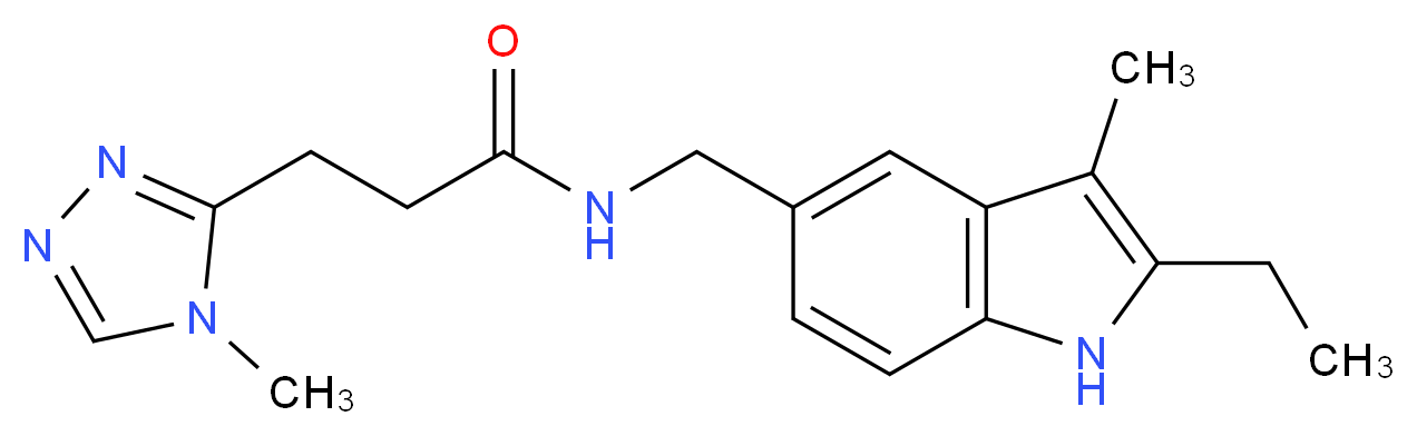 N-[(2-ethyl-3-methyl-1H-indol-5-yl)methyl]-3-(4-methyl-4H-1,2,4-triazol-3-yl)propanamide_分子结构_CAS_)