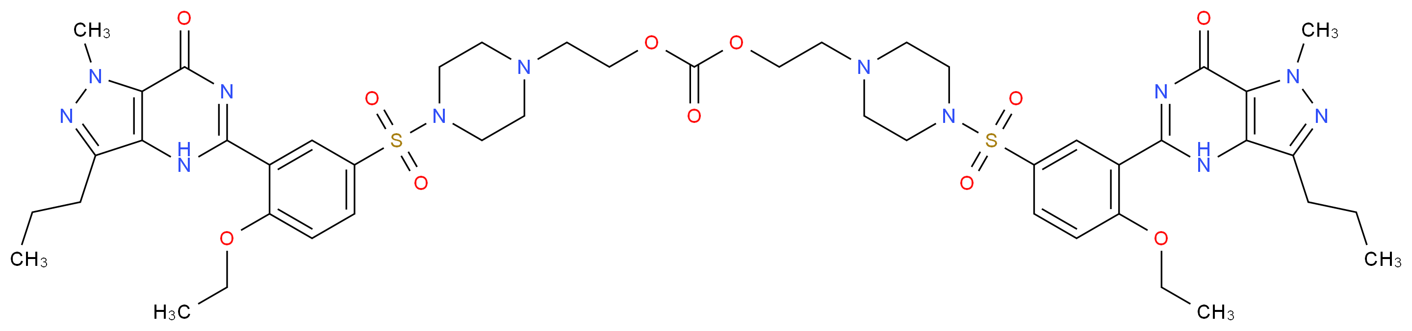 bis{2-[4-(4-ethoxy-3-{1-methyl-7-oxo-3-propyl-1H,4H,7H-pyrazolo[4,3-d]pyrimidin-5-yl}benzenesulfonyl)piperazin-1-yl]ethyl} carbonate_分子结构_CAS_398507-55-6