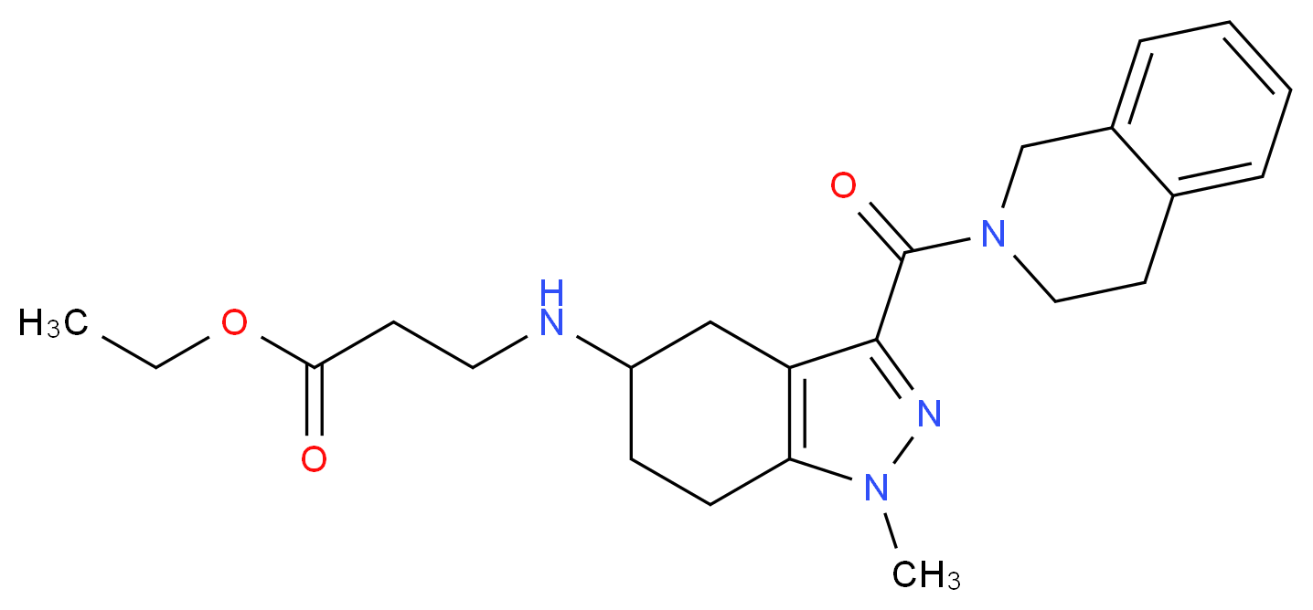 ethyl N-[3-(3,4-dihydro-2(1H)-isoquinolinylcarbonyl)-1-methyl-4,5,6,7-tetrahydro-1H-indazol-5-yl]-beta-alaninate_分子结构_CAS_)