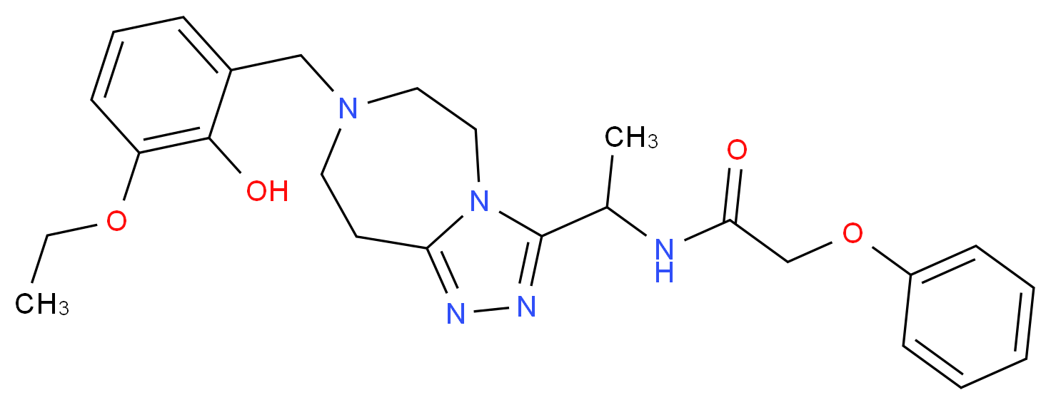 N-{1-[7-(3-ethoxy-2-hydroxybenzyl)-6,7,8,9-tetrahydro-5H-[1,2,4]triazolo[4,3-d][1,4]diazepin-3-yl]ethyl}-2-phenoxyacetamide_分子结构_CAS_)