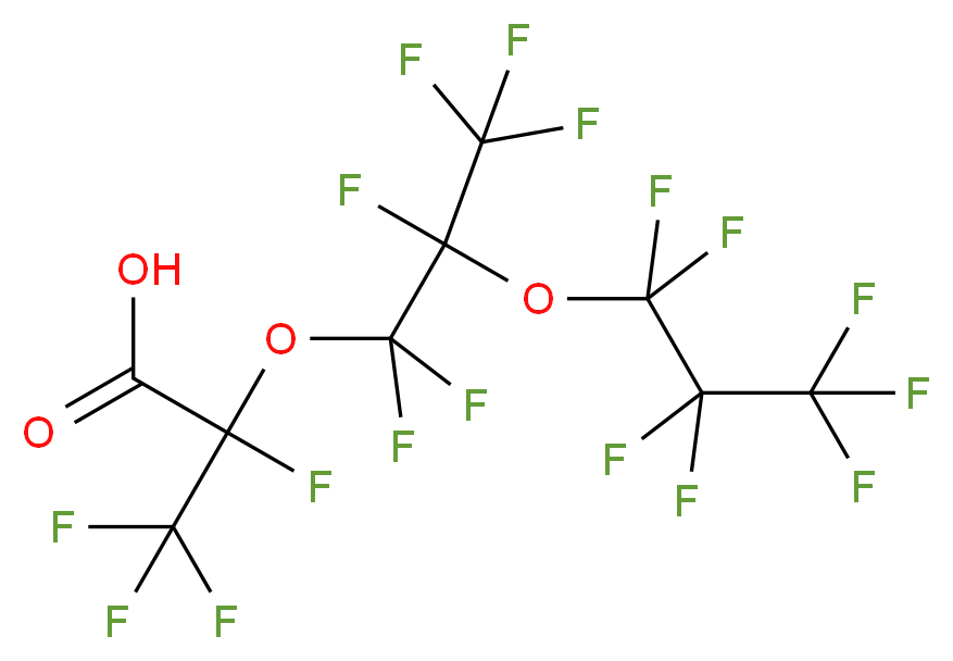 2,3,3,3-tetrafluoro-2-[1,1,2,3,3,3-hexafluoro-2-(heptafluoropropoxy)propoxy]propanoic acid_分子结构_CAS_13252-14-7