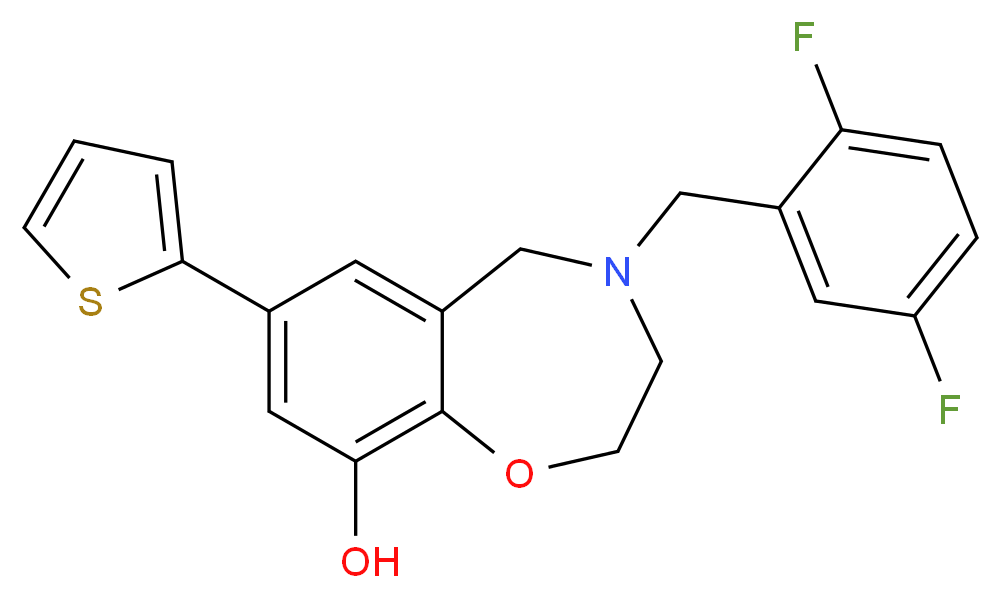 4-(2,5-difluorobenzyl)-7-(2-thienyl)-2,3,4,5-tetrahydro-1,4-benzoxazepin-9-ol_分子结构_CAS_)