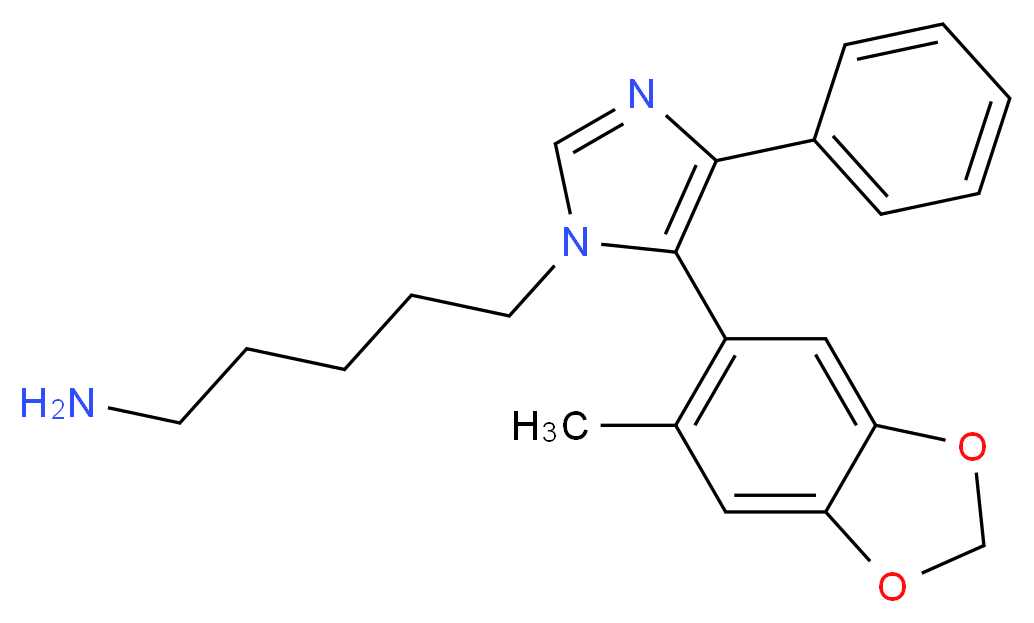 5-[5-(6-methyl-1,3-benzodioxol-5-yl)-4-phenyl-1H-imidazol-1-yl]pentan-1-amine_分子结构_CAS_)