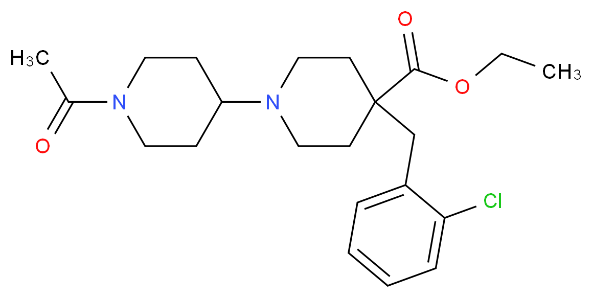 ethyl 1'-acetyl-4-(2-chlorobenzyl)-1,4'-bipiperidine-4-carboxylate_分子结构_CAS_)