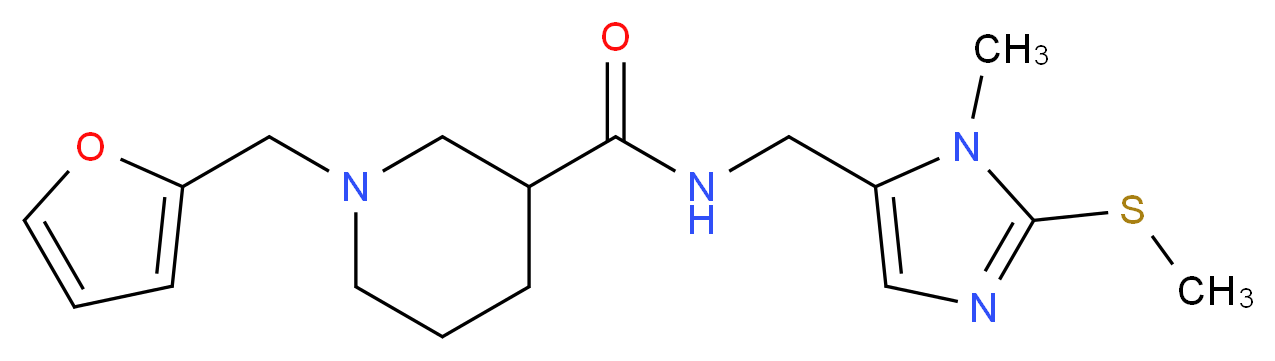 1-(2-furylmethyl)-N-{[1-methyl-2-(methylthio)-1H-imidazol-5-yl]methyl}-3-piperidinecarboxamide_分子结构_CAS_)