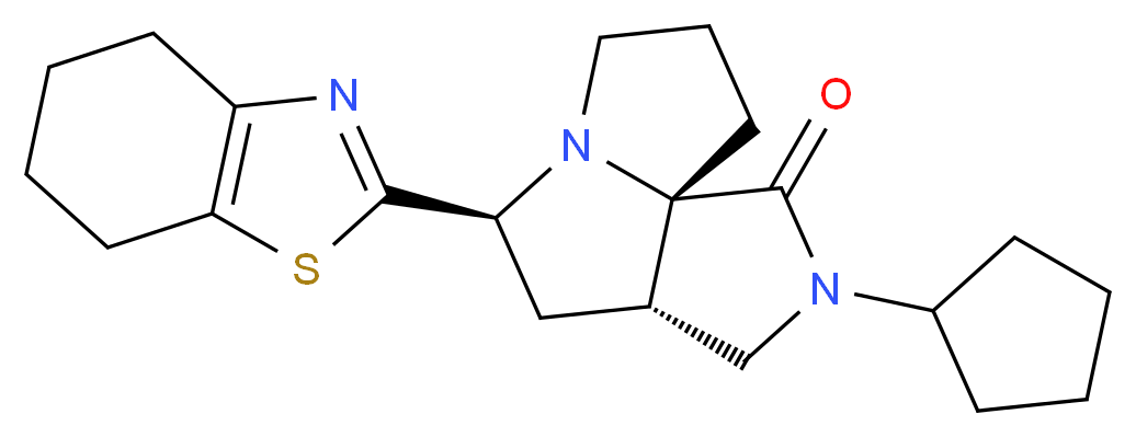 (3aS*,5S*,9aS*)-2-cyclopentyl-5-(4,5,6,7-tetrahydro-1,3-benzothiazol-2-yl)hexahydro-7H-pyrrolo[3,4-g]pyrrolizin-1(2H)-one_分子结构_CAS_)